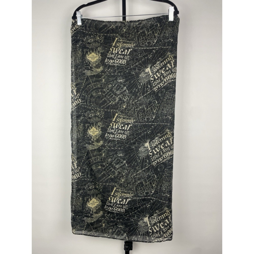 Harry Potter Marauders Map Black Tan Infinity Sheer Scarf by Bioworld OS